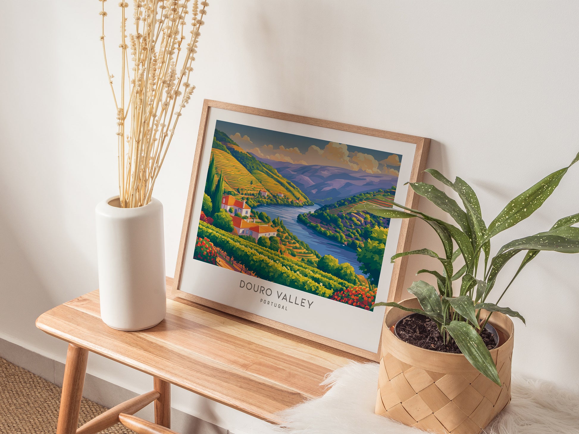 Douro Valley Landscape Matte Border Poster | Portugal Travel Wall Art — 20x16 in