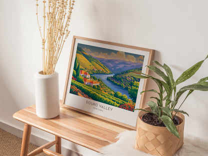 Douro Valley Landscape Matte Border Poster | Portugal Travel Wall Art — 20x16 in