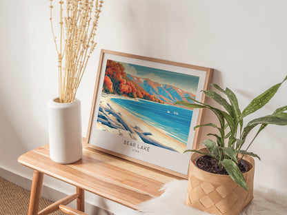Bear Lake Landscape Matte Border Poster | Utah Destination Print Vacation Wall Art — 20x16 in