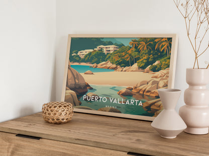 Puerto Vallarta Landscape Poster | Mexico Travel Wall Art — 12x18 in