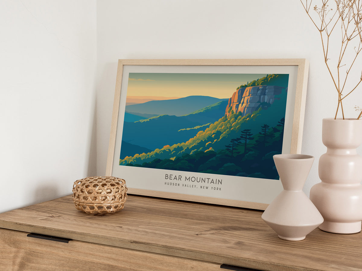 Bear Mountain Landscape Matte Border Poster | Hudson Valley, New York Travel Wall Art — 12x18 in