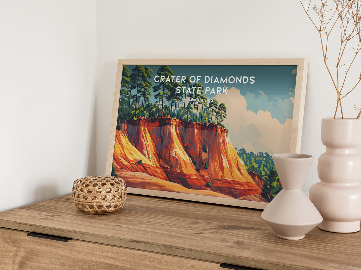 Crater of Diamonds State Park Landscape Poster | Arkansas Gem Hunting Travel Wall Art — 12x18 in