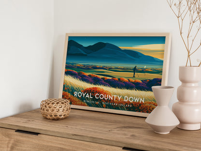 Royal County Down, Newcastle, Northern Ireland Poster | Landscape Links Poster Golf Wall Art — 12x18 in