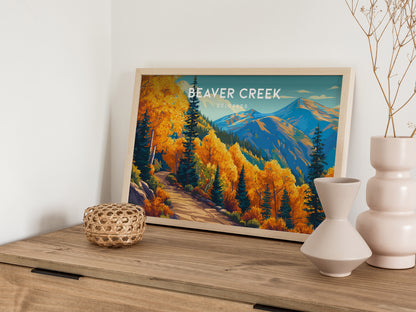 Beaver Creek, Colorado Landscape Poster | Snowy Slopes & Lodge Vacation Wall Art — 12x18 in