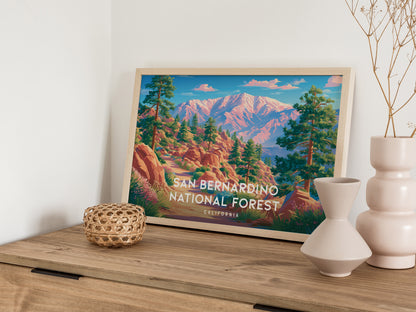 San Bernardino National Forest Landscape Poster | California Travel Wall Art — 12x18 in