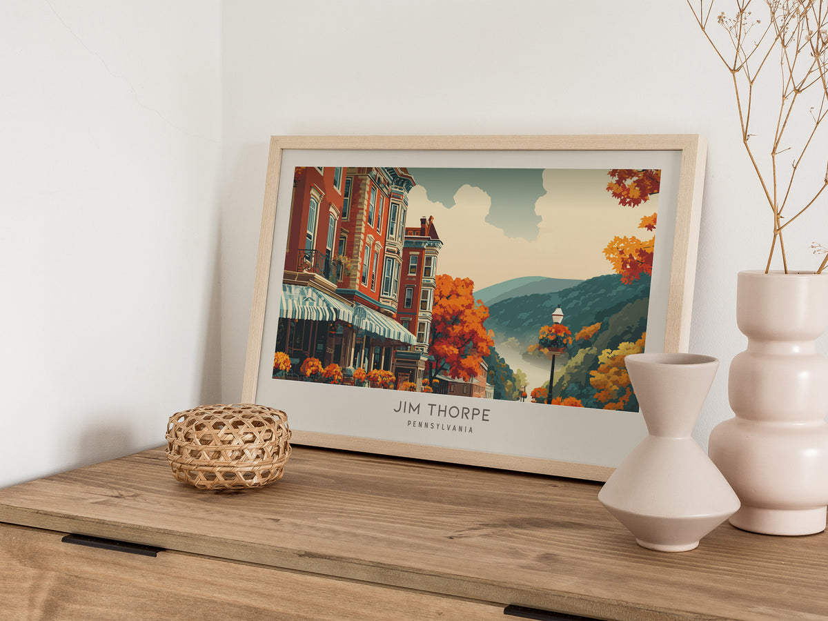 Jim Thorpe Landscape Matte Border Poster | Pennsylvania Travel Wall Art — 12x18 in