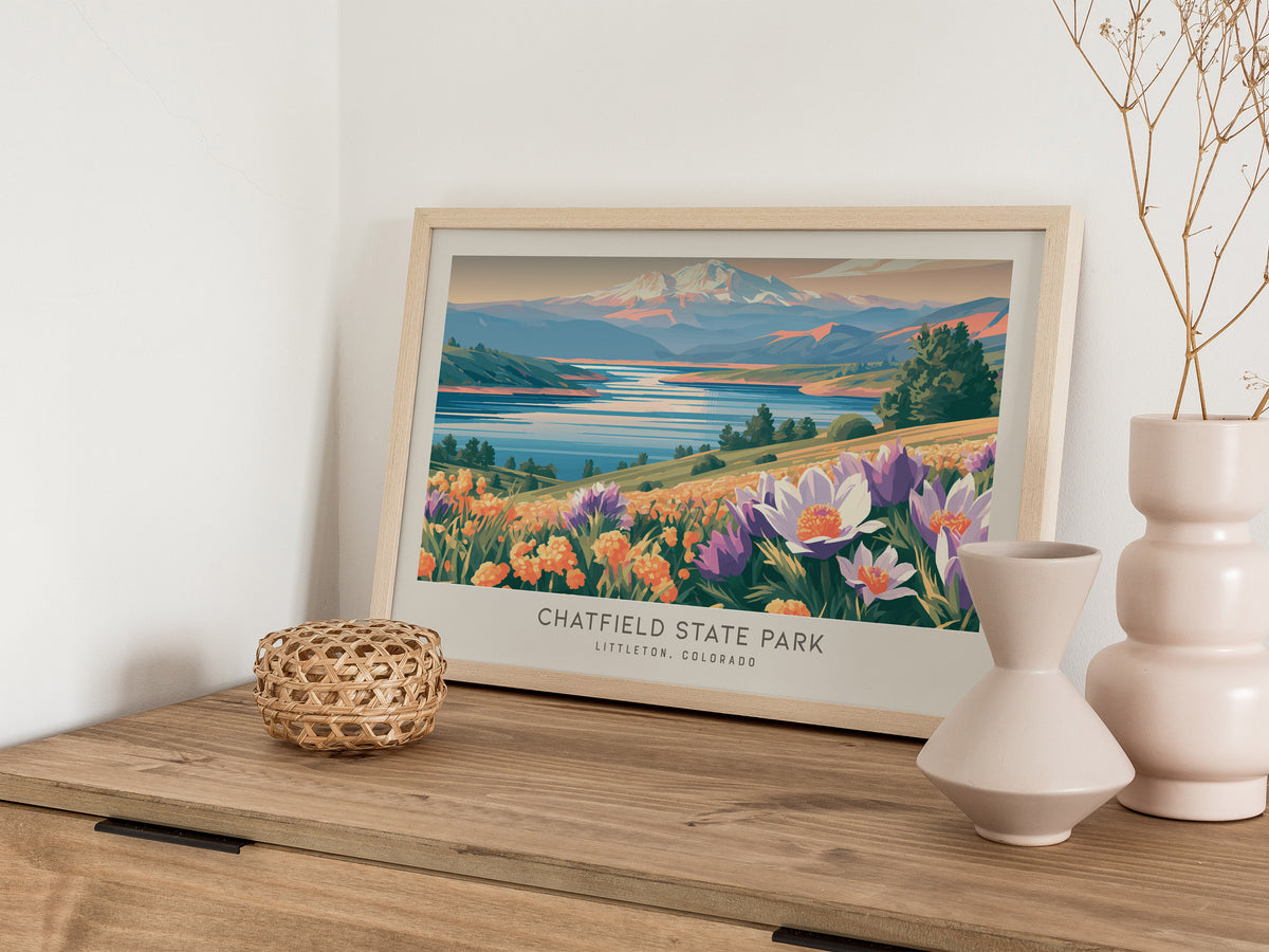 Chatfield State Park Landscape Matte Border Poster | Littleton, Colorado Framed or Unframed Destination Print — 12x18 in
