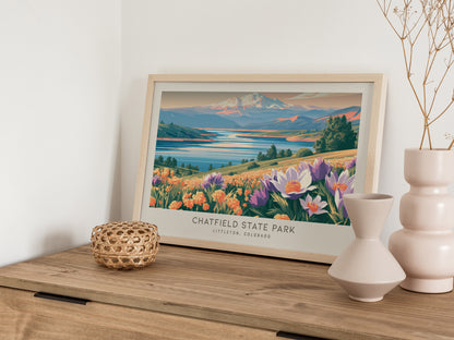 Chatfield State Park Landscape Matte Border Poster | Littleton, Colorado Framed or Unframed Destination Print — 12x18 in