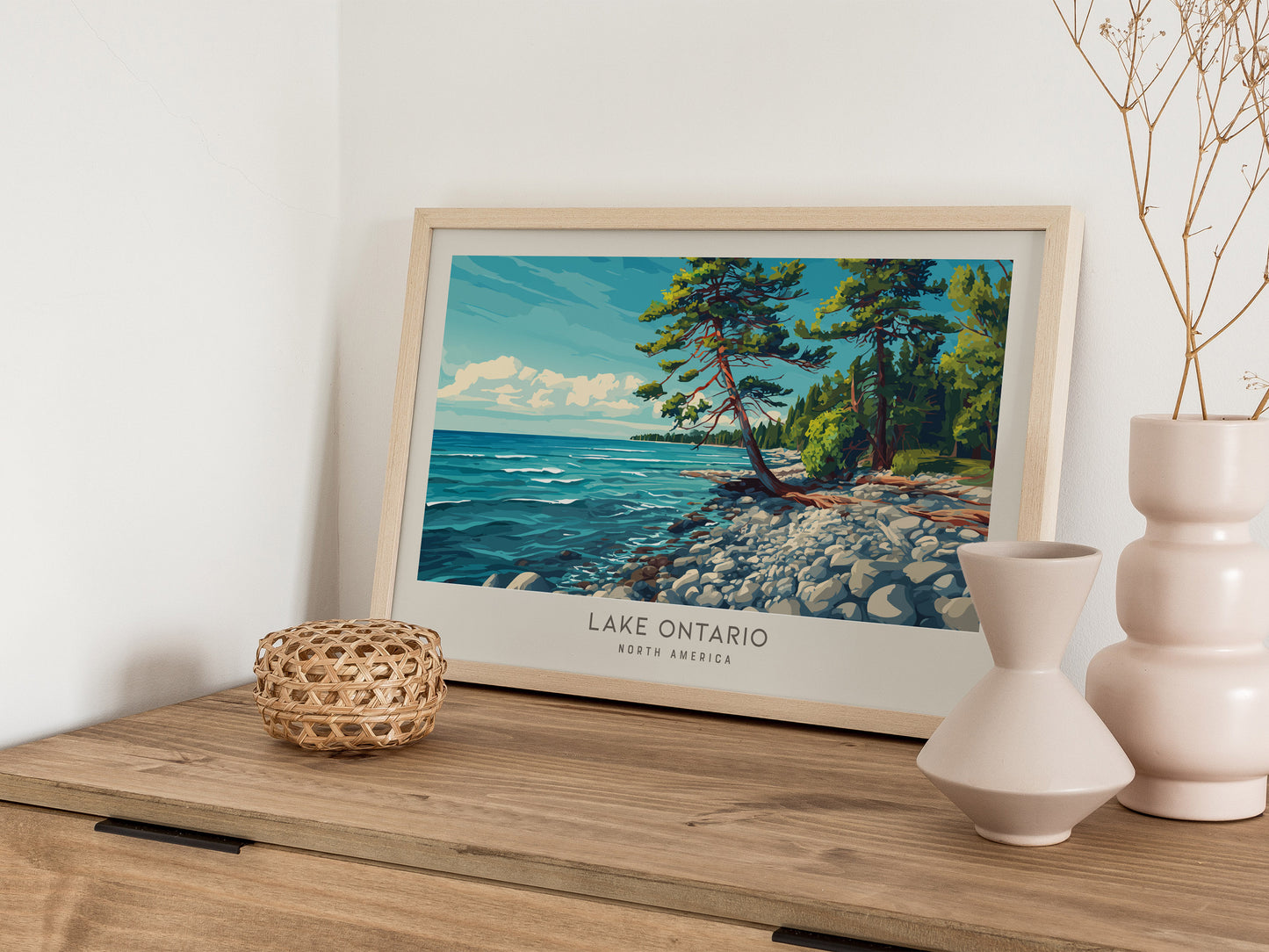 Lake Ontario Landscape Matte Border Poster | North America Vacation Wall Art | Framed or Unframed — 12x18 in