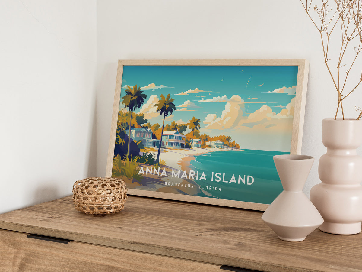 Anna Maria Island, Bradenton, Florida Poster | Landscape Tropical Beach Print Wall Art — 12x18 in