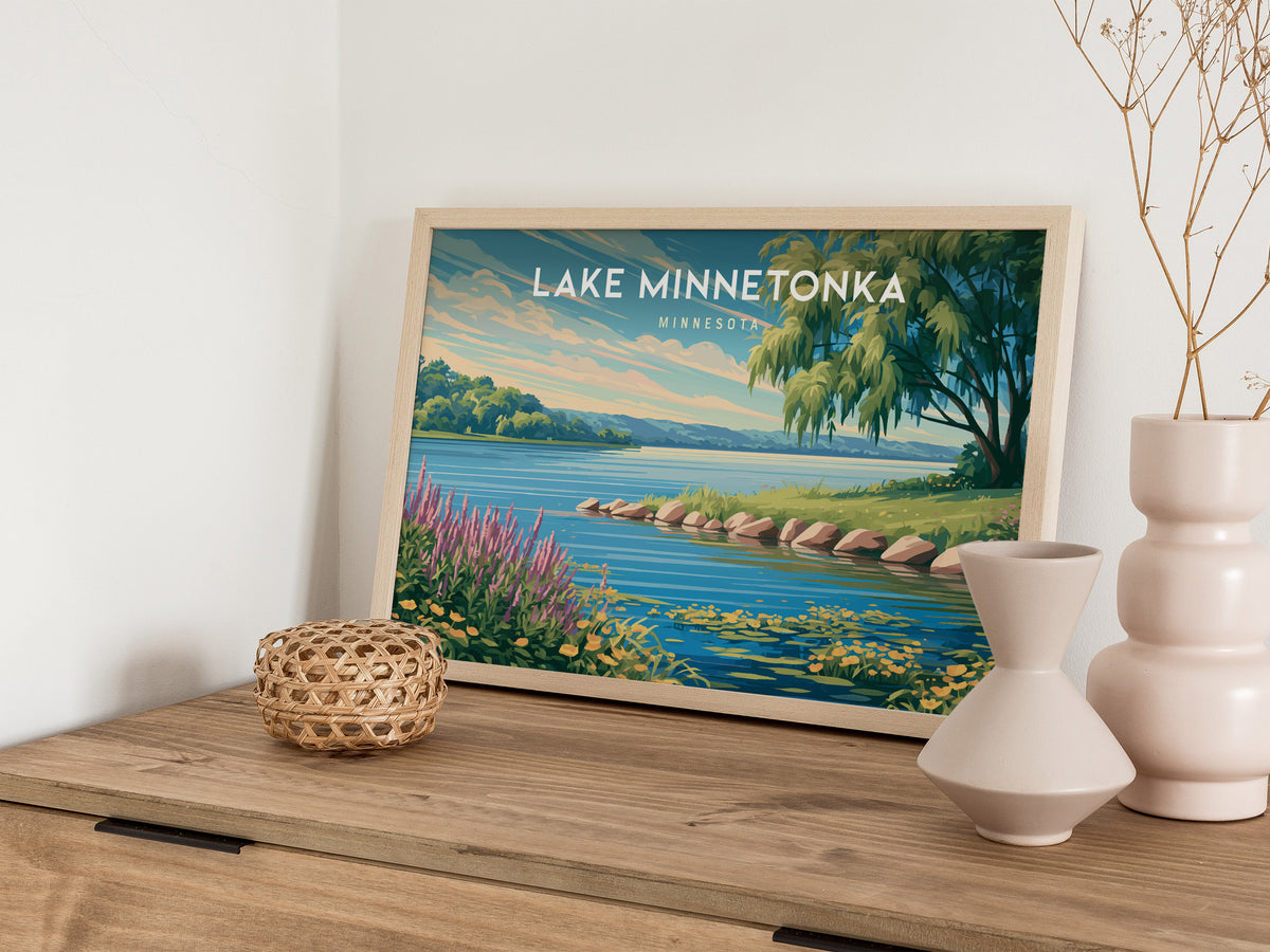 Lake Minnetonka, Minnesota Landscape Poster | Travel Gift Destination Print Wall Art — 12x18 in