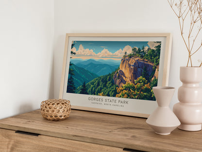 Gorges State Park Landscape Matte Border Poster | Sapphire, North Carolina Vacation Wall Art — 12x18 in