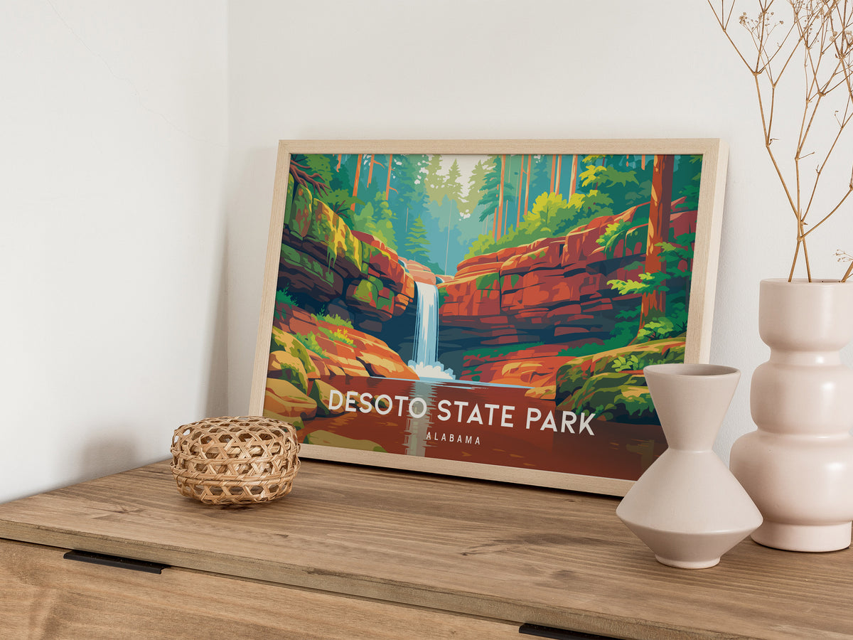 DeSoto State Park Landscape Poster | Alabama Vacation Wall Art — 12x18 in