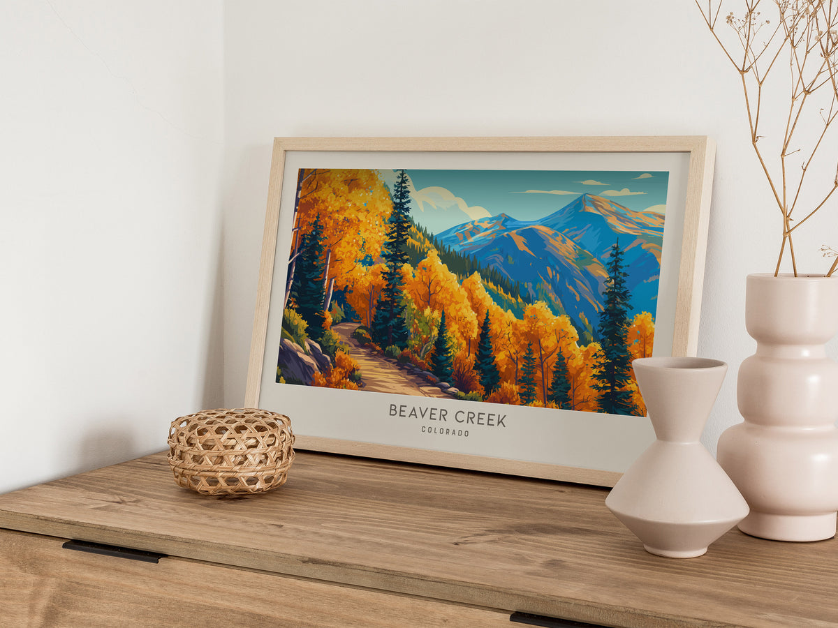 Beaver Creek Landscape Matte Border Poster | Colorado Destination Print Travel Wall Art — 12x18 in
