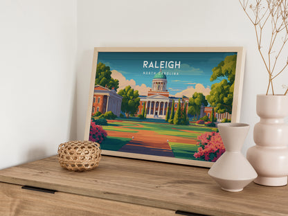 Raleigh Landscape Poster | North Carolina Oak City Framed or Unframed Wall Art — 12x18 in