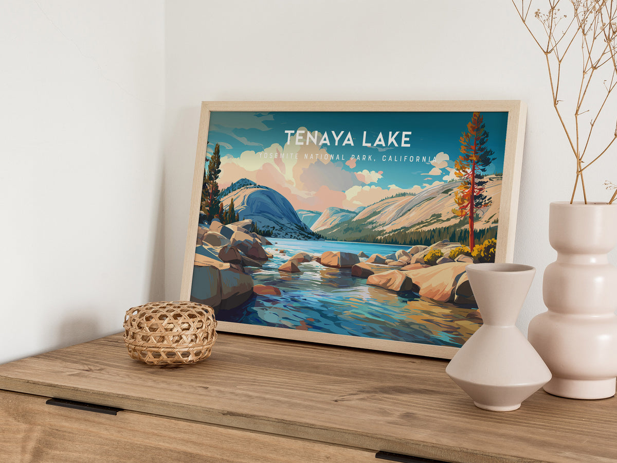 Tenaya Lake Landscape Poster | Yosemite National Park, California Travel Wall Art — 12x18 in