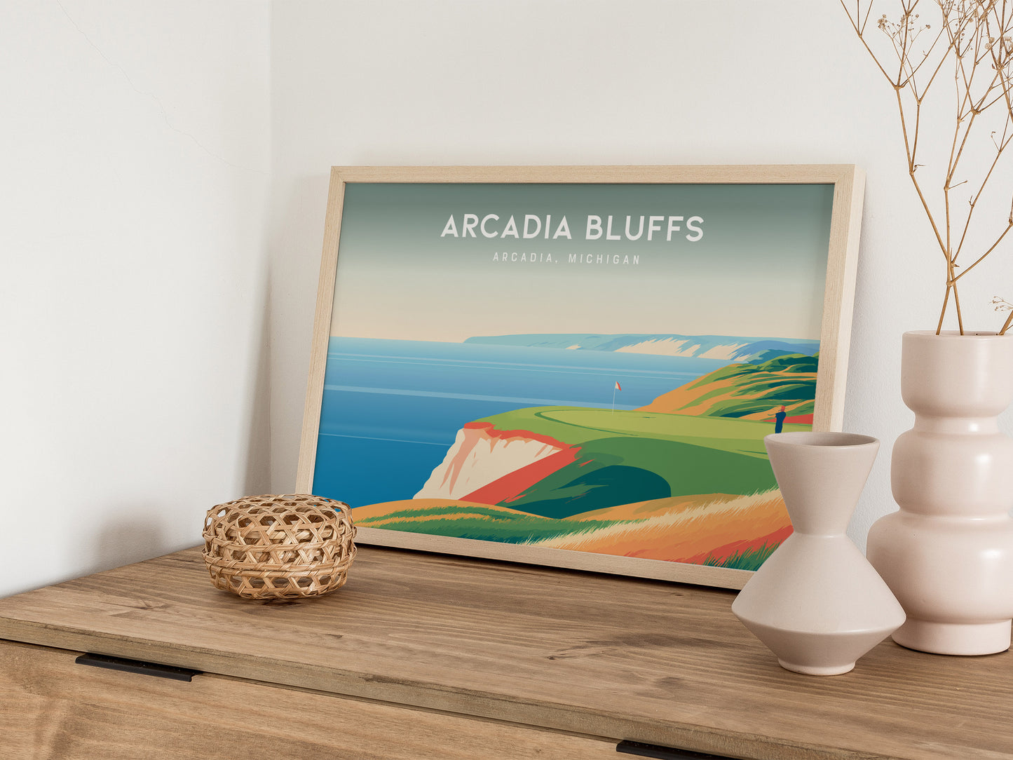 Arcadia Bluffs, Arcadia, Michigan Landscape Poster | Golf Course Print Country Club Decor Wall Art — 12x18 in