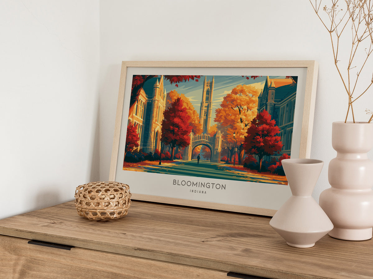 Bloomington Landscape Matte Border Poster | Indiana Travel Wall Art — 12x18 in