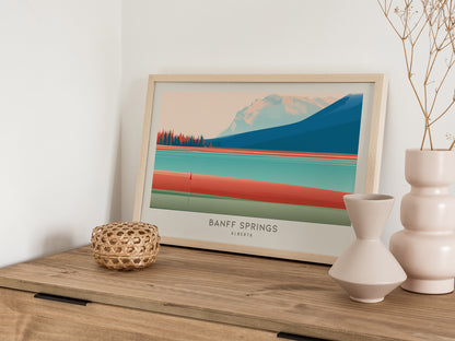 Banff Springs Landscape Matte Border Poster | Alberta Travel Wall Art — 12x18 in