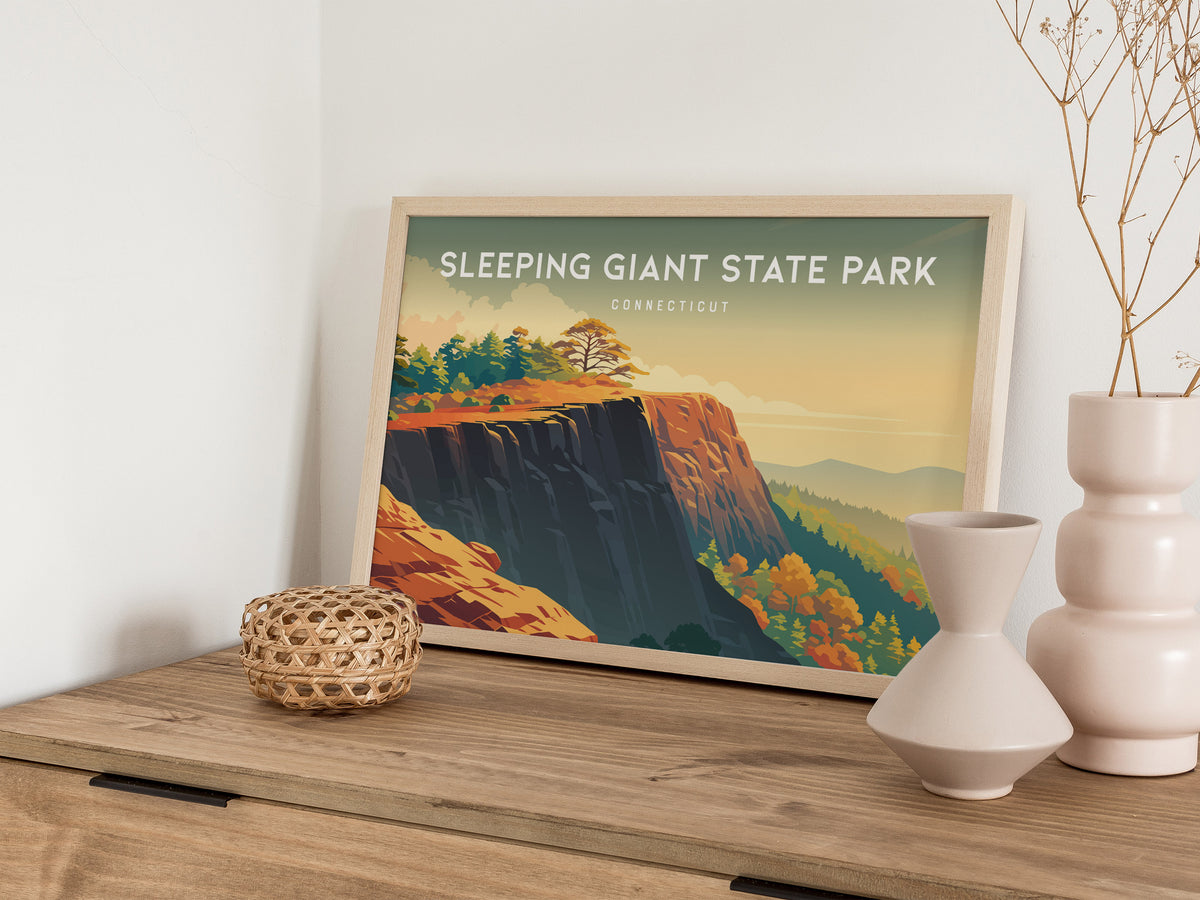 Sleeping Giant State Park Landscape Poster | Connecticut Hiking Vacation Wall Art — 12x18 in