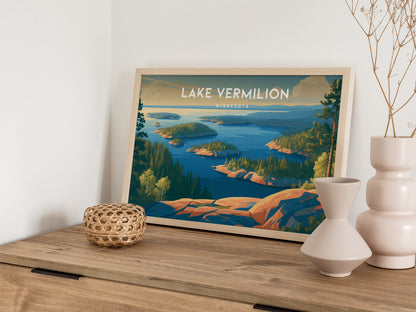 Lake Vermilion Landscape Poster | Minnesota Travel Wall Art — 12x18 in
