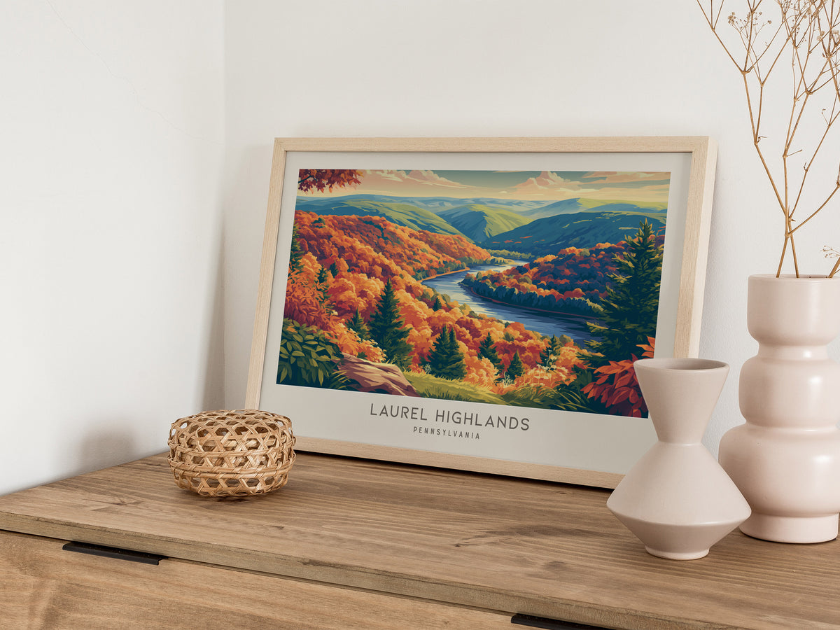 Laurel Highlands Landscape Matte Border Poster | Pennsylvania Vacation Wall Art — 12x18 in