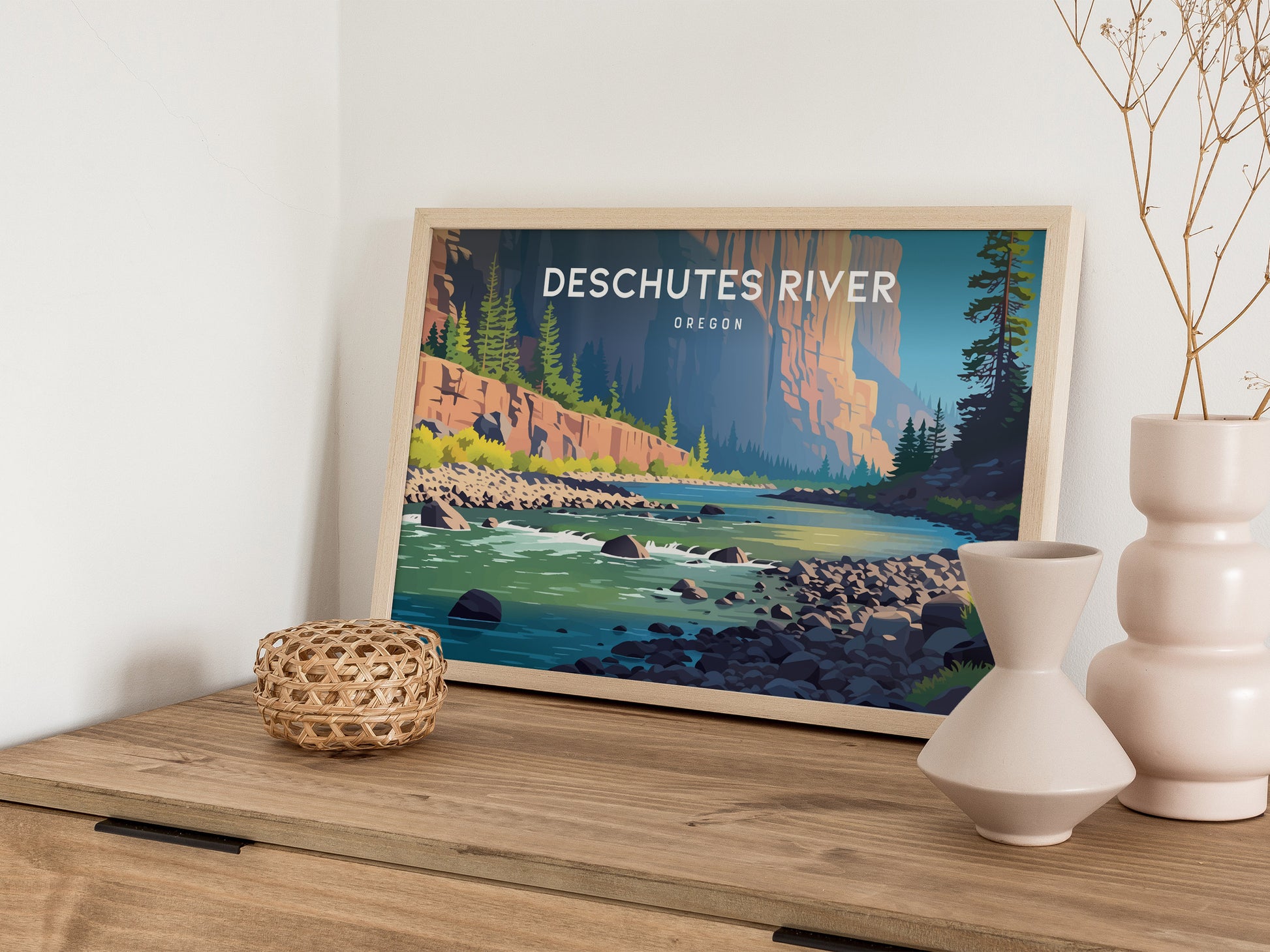 Deschutes River, Oregon Landscape Poster | Destination Print Travel Gift Wall Art — 12x18 in