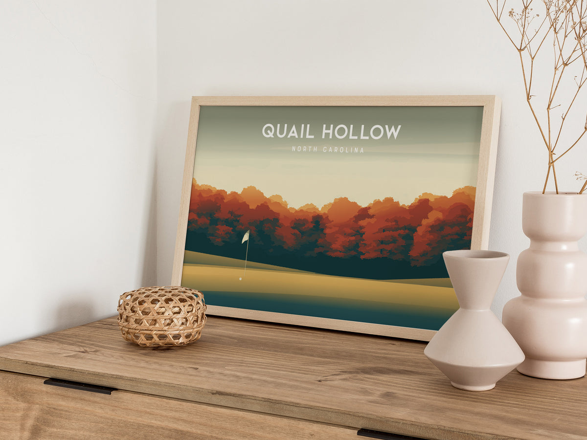 Quail Hollow, North Carolina Landscape Poster | Links Poster & Framed or Unframed Golf Course Wall Art — 12x18 in