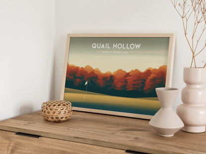Quail Hollow, North Carolina Landscape Poster | Links Poster & Framed or Unframed Golf Course Wall Art — 12x18 in