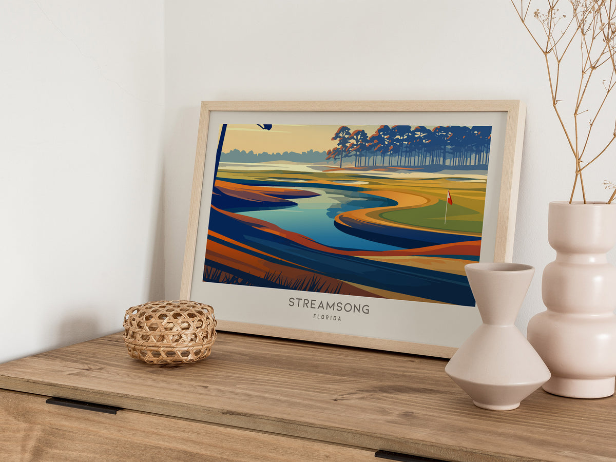 Streamsong Landscape Matte Border Poster | Florida Travel Wall Art — 12x18 in