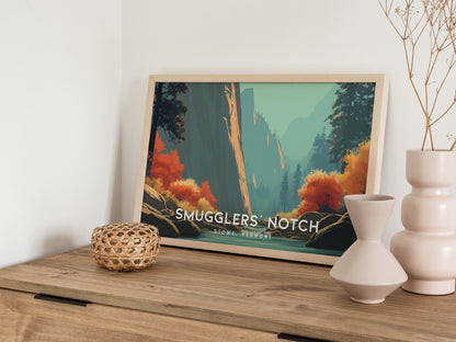 Smugglers' Notch Landscape Poster | Stowe, Vermont Vacation Wall Art — 12x18 in
