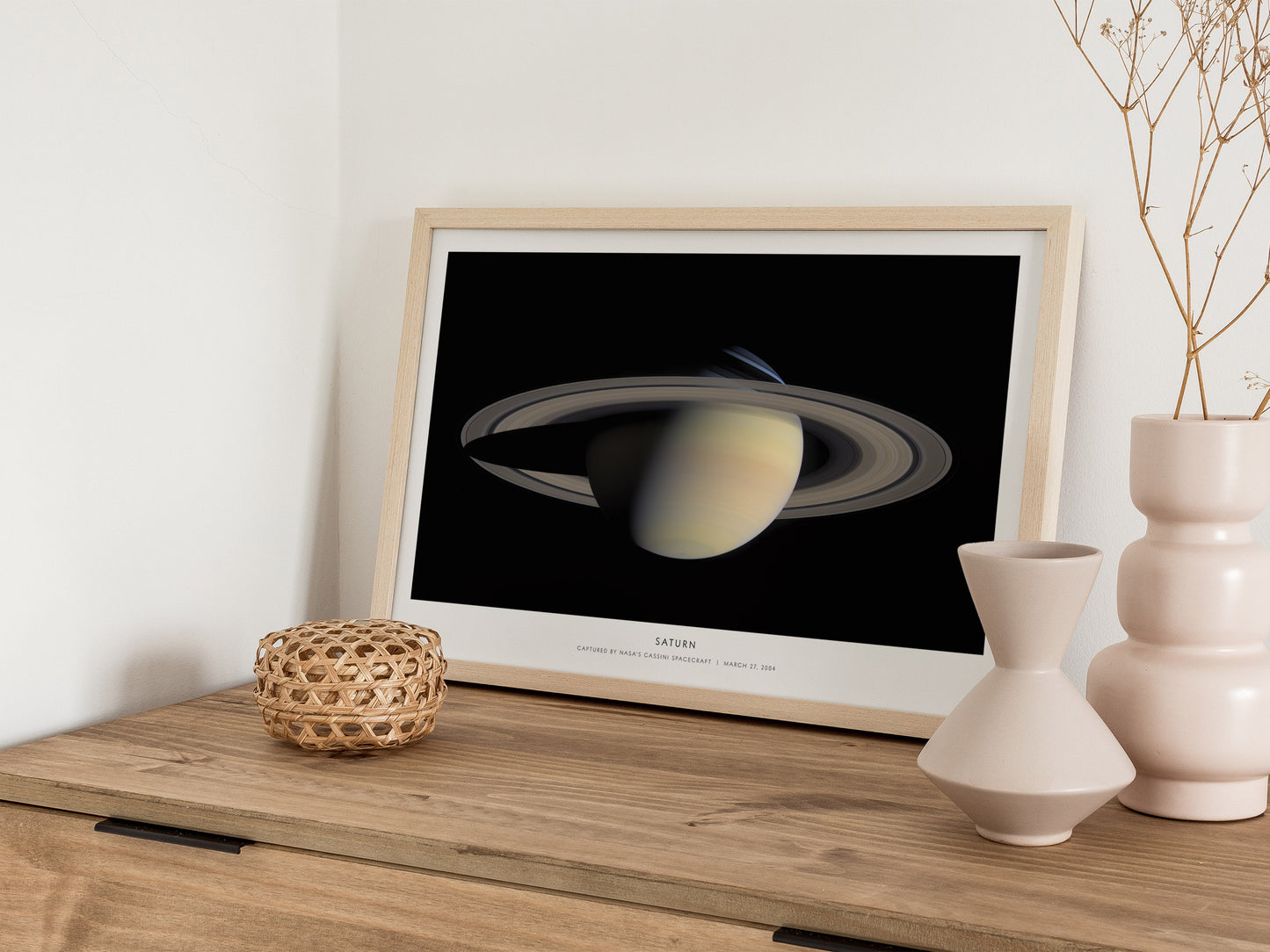 Saturn Landscape Poster | Captured by Nasa's Cassini Spacecraft | NASA Cassini Spacecraft Astronomy Print Space Photography W