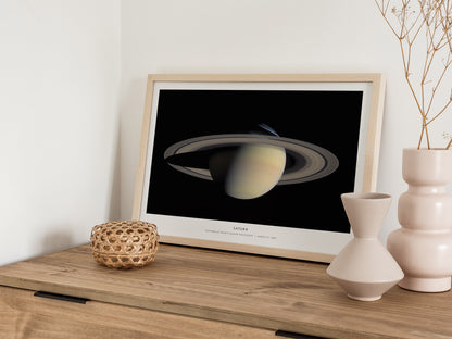 Saturn Landscape Poster | Captured by Nasa's Cassini Spacecraft | NASA Cassini Spacecraft Astronomy Print Space Photography W