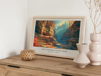 Matthiessen State Park Landscape Matte Border Poster | Oglesby, Illinois Travel Gift Wall Art — 12x18 in