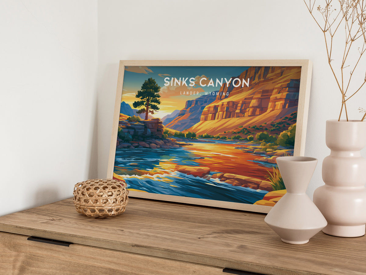 Sinks Canyon Landscape Poster | Lander, Wyoming Mountain Wilderness Vacation Wall Art — 12x18 in