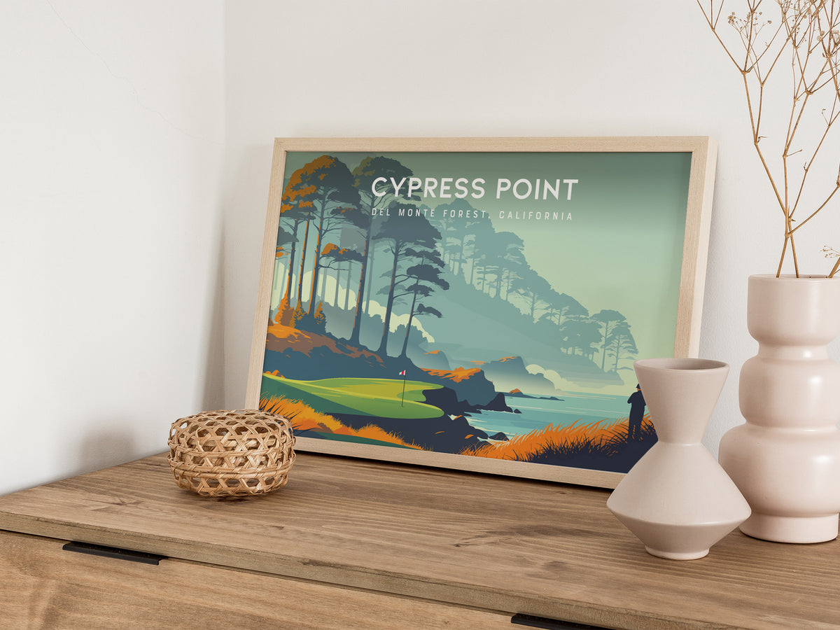 Cypress Point Landscape Poster | Del Monte Forest, California Golf Wall Art Framed or Unframed — 12x18 in
