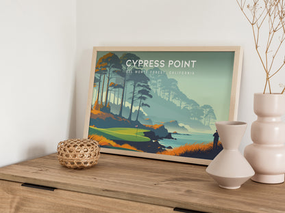 Cypress Point Landscape Poster | Del Monte Forest, California Golf Wall Art Framed or Unframed — 12x18 in