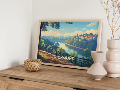 Richmond, Virginia Landscape Poster | Southern Capital Charm Vacation Wall Art — 12x18 in