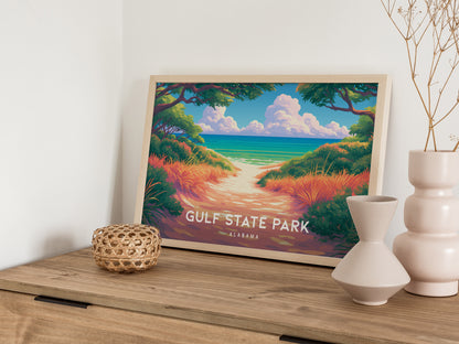 Gulf State Park Landscape Poster | Alabama Framed or Unframed Travel Gift Wall Art — 12x18 in