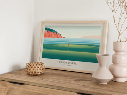 Cabot Cliffs Landscape Matte Border Poster | Nova Scotia Country Club Decor Links Poster — 12x18 in