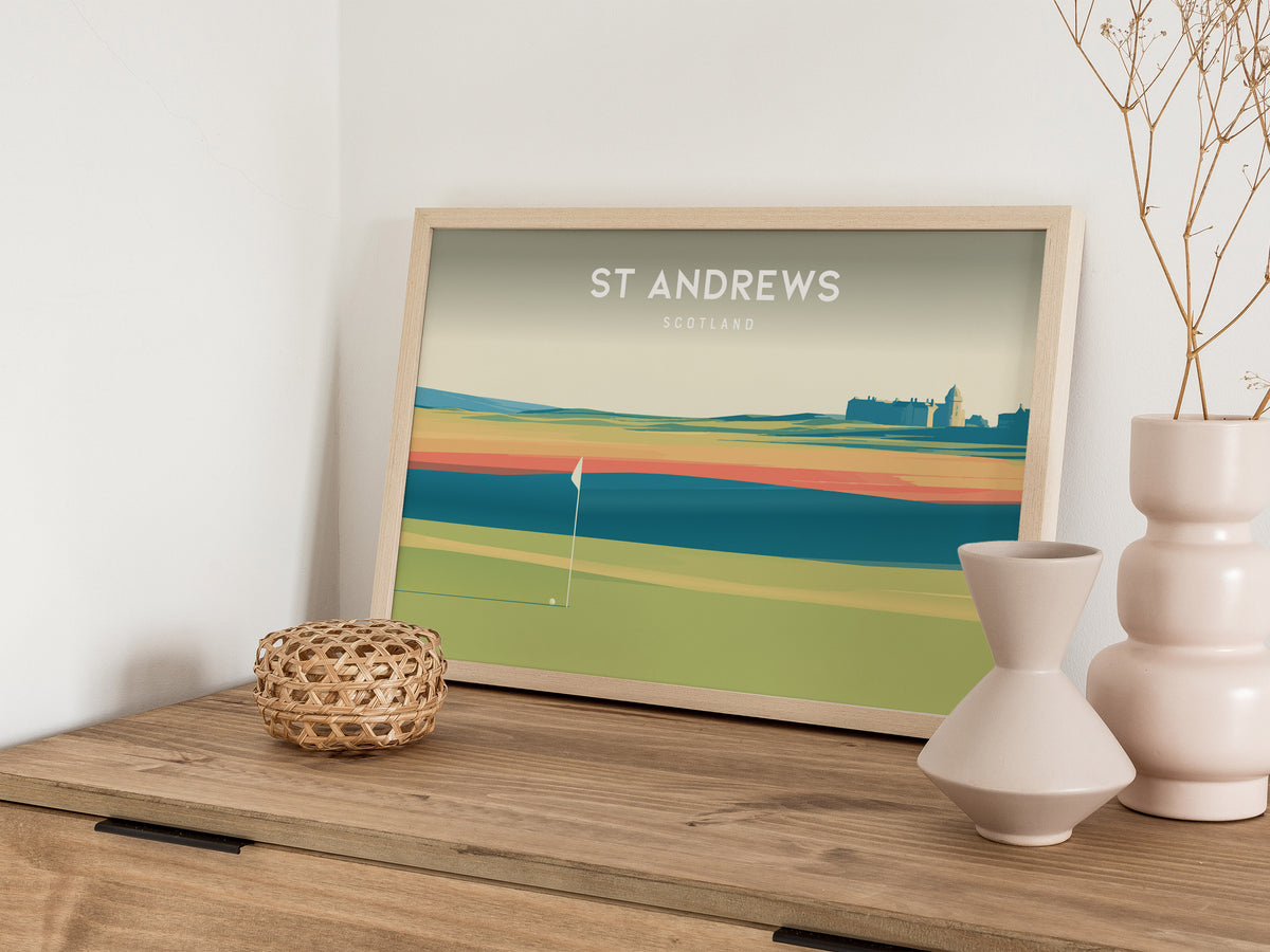 St Andrews Old Course, Scotland Landscape Poster | Golf Course Print Country Club Decor Wall Art — 12x18 in