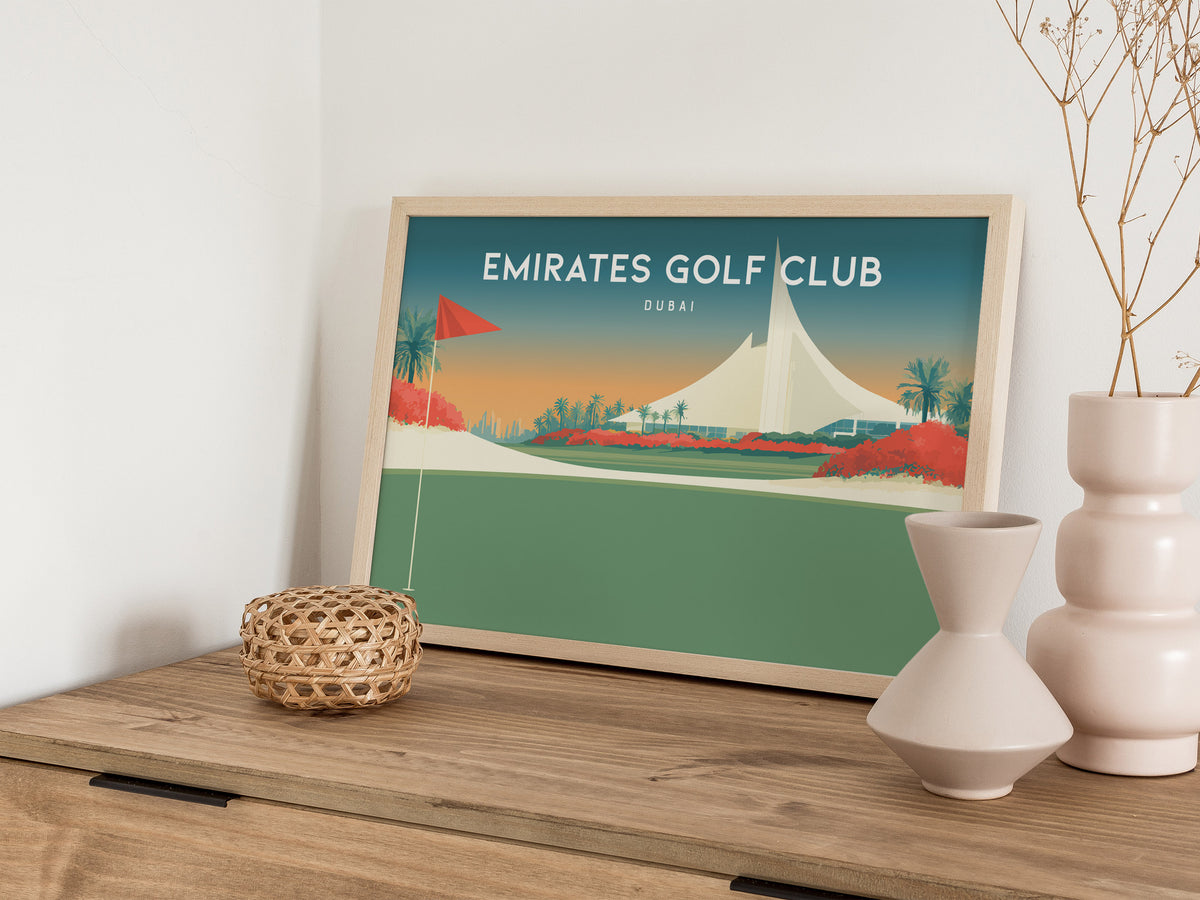Emirates Golf Club Landscape Poster | Dubai Links Poster & Country Club Decor Wall Art — 12x18 in