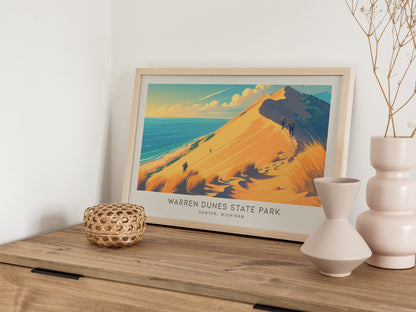 Warren Dunes State Park Landscape Matte Border Poster | Sawyer, Michigan Beach House Decor — 12x18 in