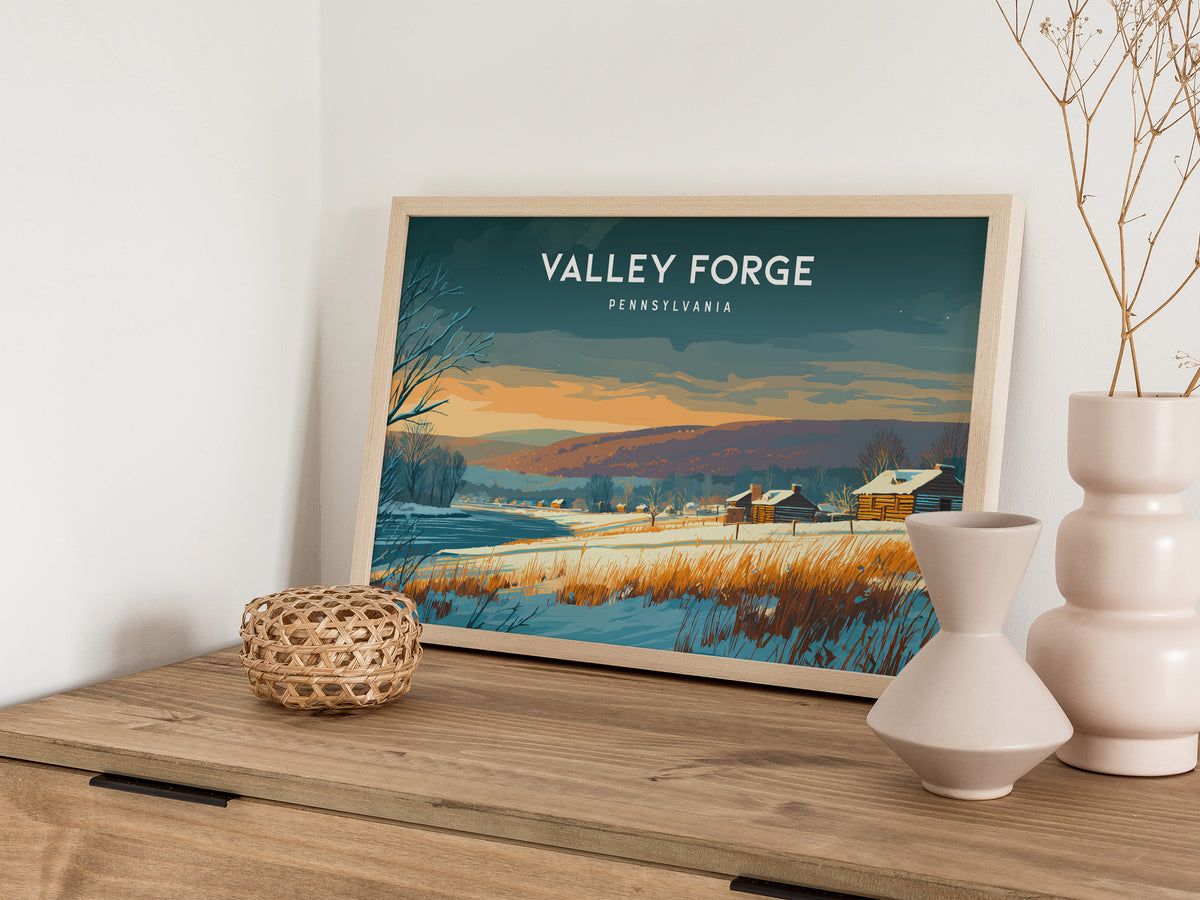 Valley Forge, Pennsylvania Landscape Poster | Revolutionary War Park Vacation Wall Art — 12x18 in