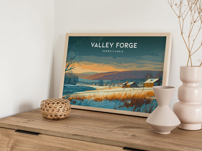 Valley Forge, Pennsylvania Landscape Poster | Revolutionary War Park Vacation Wall Art — 12x18 in