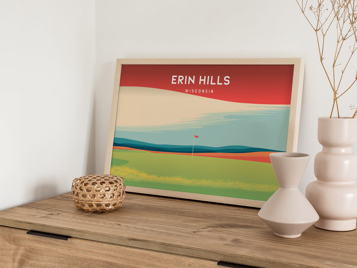 Erin Hills, Wisconsin Landscape Poster | Golfer Gift Country Club Decor Wall Art — 12x18 in