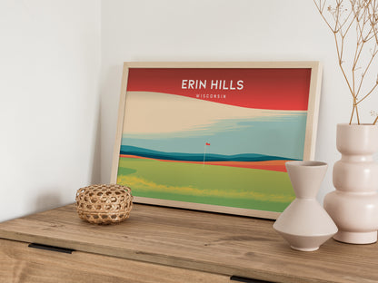 Erin Hills, Wisconsin Landscape Poster | Golfer Gift Country Club Decor Wall Art — 12x18 in