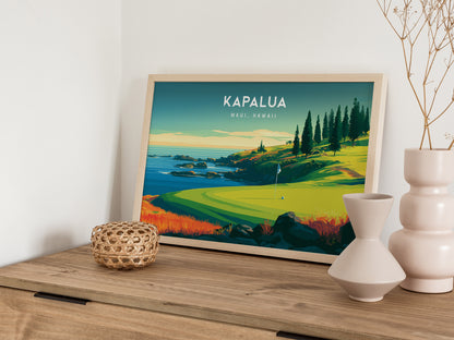 Kapalua Landscape Poster | Maui, Hawaii Golf Wall Art Country Club Decor — 12x18 in