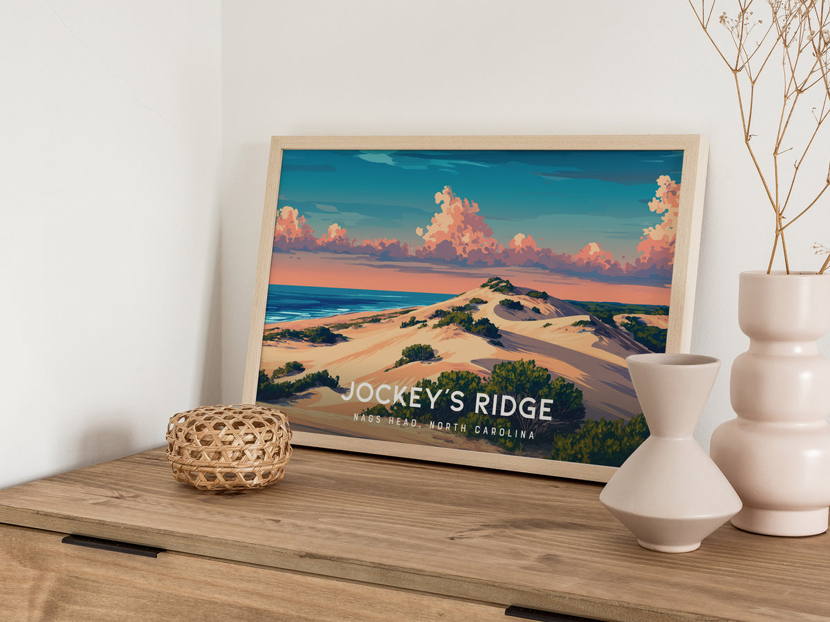 Jockey's Ridge Landscape Poster | Nags Head, North Carolina Destination Print Beach House Decor — 12x18 in