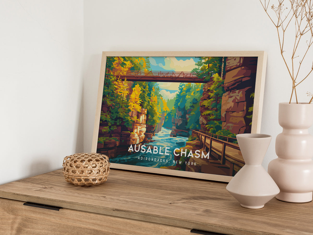 Ausable Chasm, Adirondacks, New York Landscape Poster | Travel Wall Art — 12x18 in